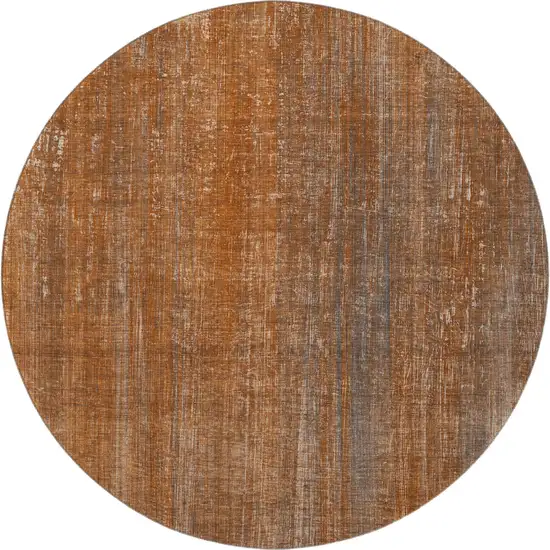 8' Rust And Gray Striped Washable Round Rug With UV Protection Photo 4
