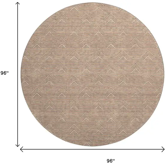 8' Rust And Ivory Abstract Geometric Washable Round Rug With UV Protection Photo 3