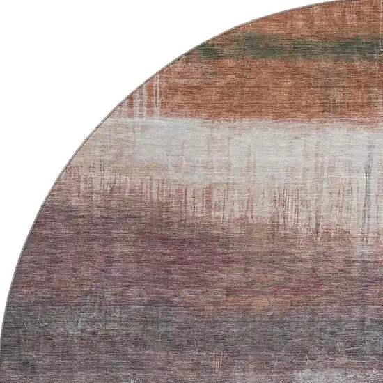 8' Rust And Ivory Abstract Washable Round Rug With UV Protection Photo 4