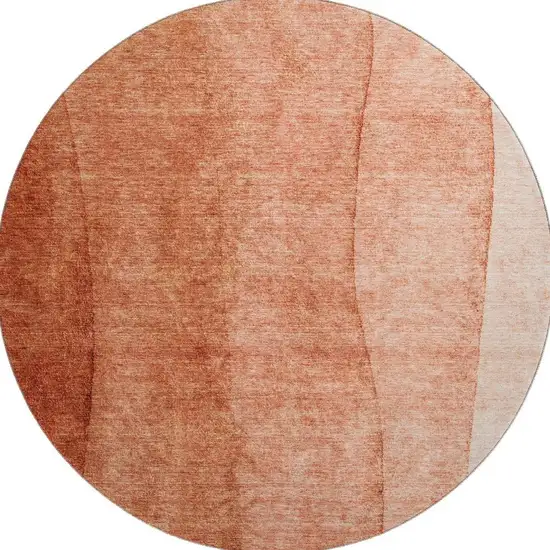 8' Rust And Ivory Ombre Washable Round Rug With UV Protection Photo 1