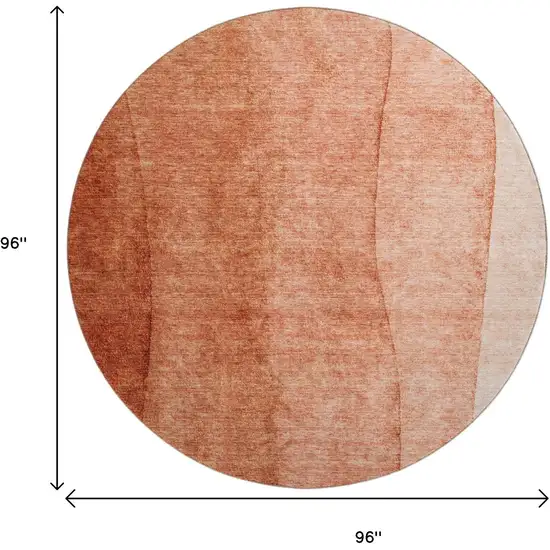 8' Rust And Ivory Ombre Washable Round Rug With UV Protection Photo 3