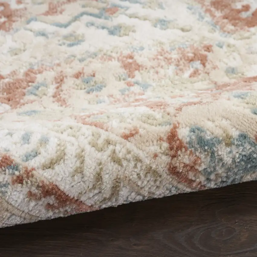 8' Rust And Ivory Oriental Non Skid Round Rug Photo 7