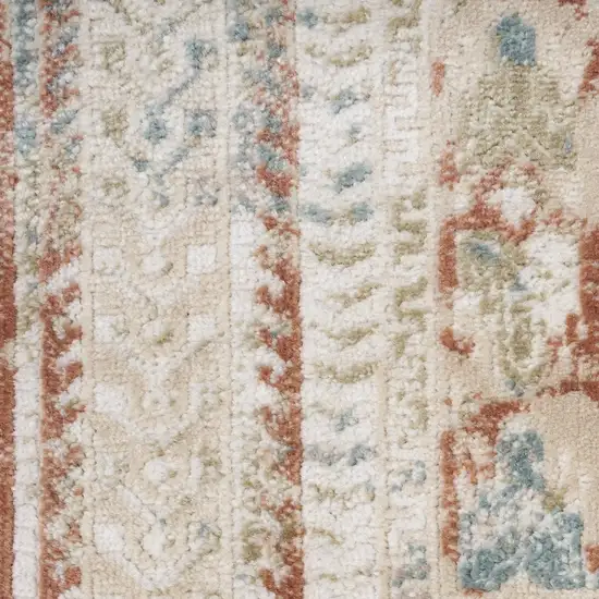 10' Rust And Ivory Oriental Non Skid Runner Rug Photo 2