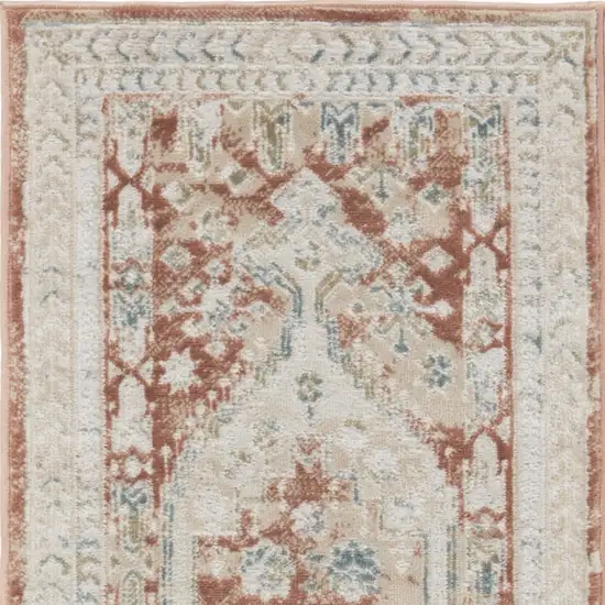 10' Rust And Ivory Oriental Non Skid Runner Rug Photo 6