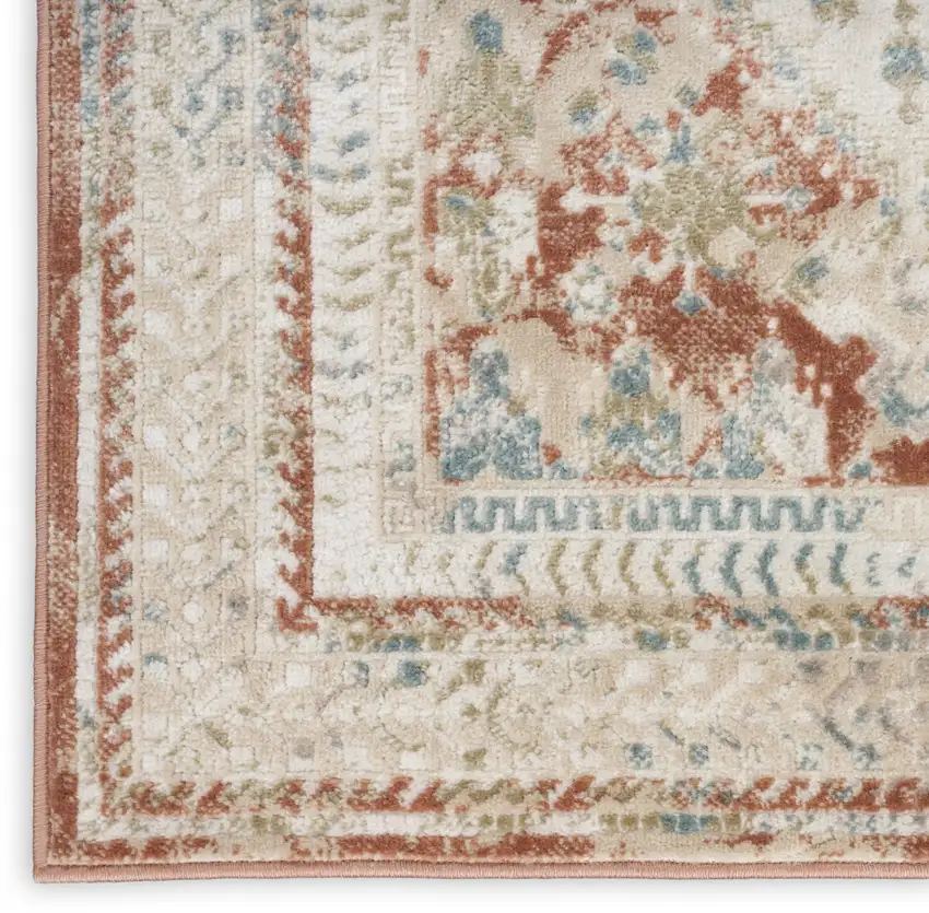 10' Rust And Ivory Oriental Non Skid Runner Rug Photo 8