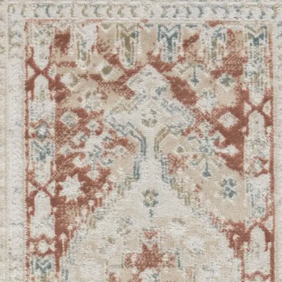 10' Rust And Ivory Oriental Non Skid Runner Rug Photo 5
