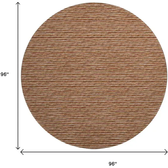 8' Rust And Ivory Striped Washable Round Rug With UV Protection Photo 3