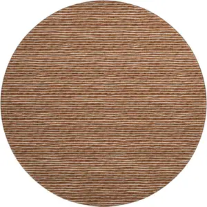 Photo of 8' Rust And Ivory Striped Washable Round Rug With UV Protection