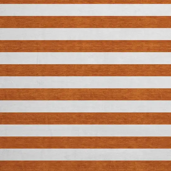 8' Rust And Ivory Striped Washable Round Rug With UV Protection Photo 3