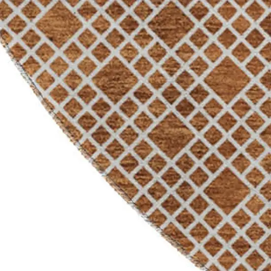 8' Rust And Ivory Striped Washable Round Rug With UV Protection Photo 2