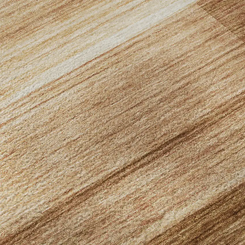 8' Rust And Ivory Striped Washable Round Rug With UV Protection Photo 7