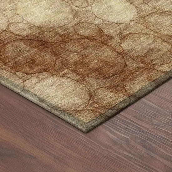 8' Rust And Orange Round Abstract Washable Indoor Outdoor Area Rug Photo 8