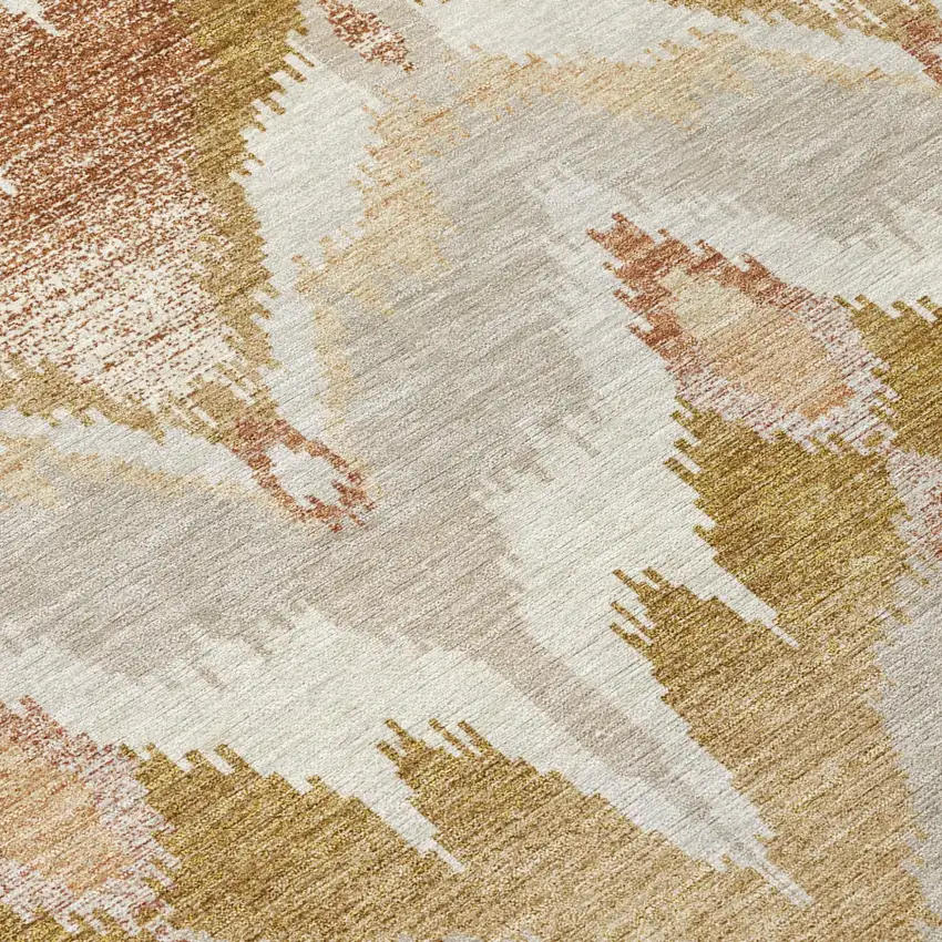 8' Rust And Orange Round Abstract Washable Indoor Outdoor Area Rug Photo 5