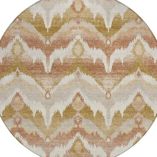 8' Rust And Orange Round Abstract Washable Indoor Outdoor Area Rug Photo 1