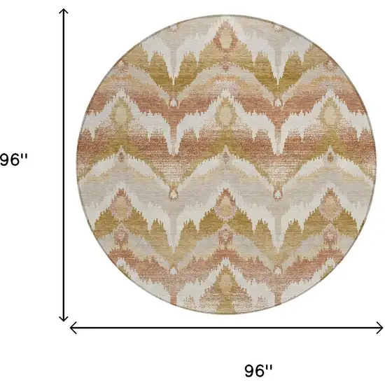 8' Rust And Orange Round Abstract Washable Indoor Outdoor Area Rug Photo 6