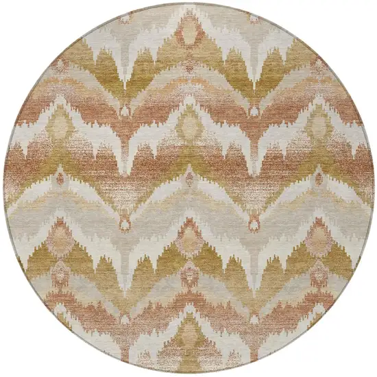 8' Rust And Orange Round Abstract Washable Indoor Outdoor Area Rug Photo 3
