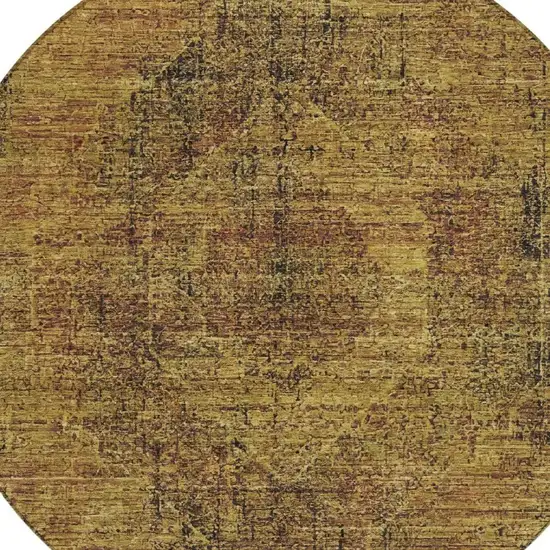 8' Rust And Orange Round Oriental Washable Indoor Outdoor Area Rug Photo 3