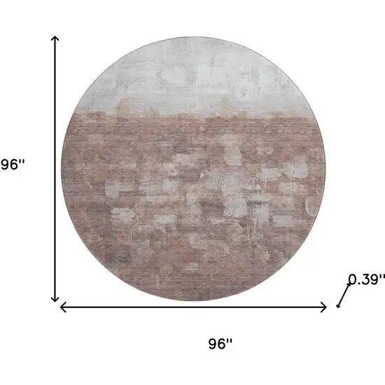 8' Rust And Silver Abstract Washable Round Rug With UV Protection Photo 8