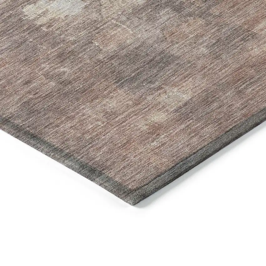 8' Rust And Silver Round Abstract Washable Indoor Outdoor Area Rug Photo 9