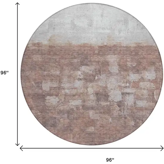 8' Rust And Silver Round Abstract Washable Indoor Outdoor Area Rug Photo 3