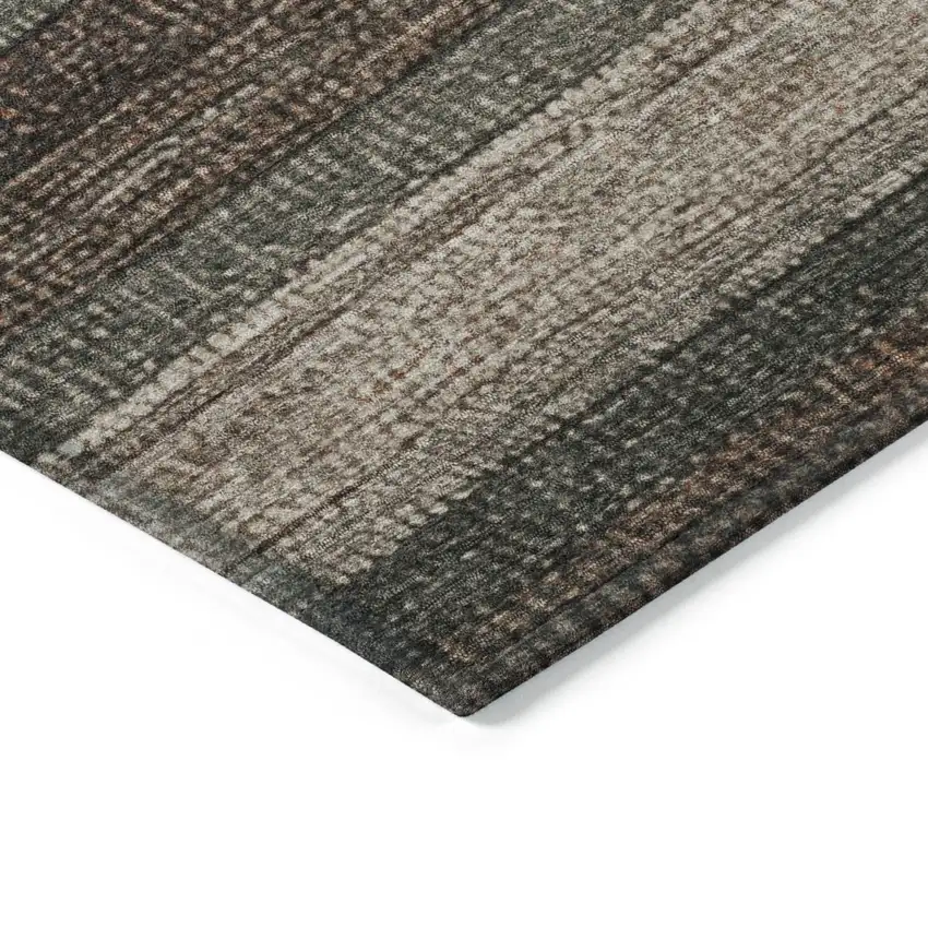 8' Rust And Taupe Round Striped Washable Indoor Outdoor Area Rug Photo 8