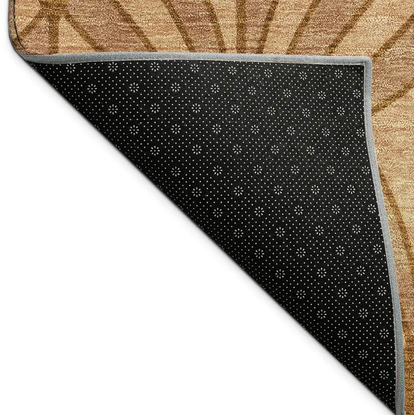 8' Rust Beige And Orange Round Seashell Washable Indoor Outdoor Area Rug Photo 7