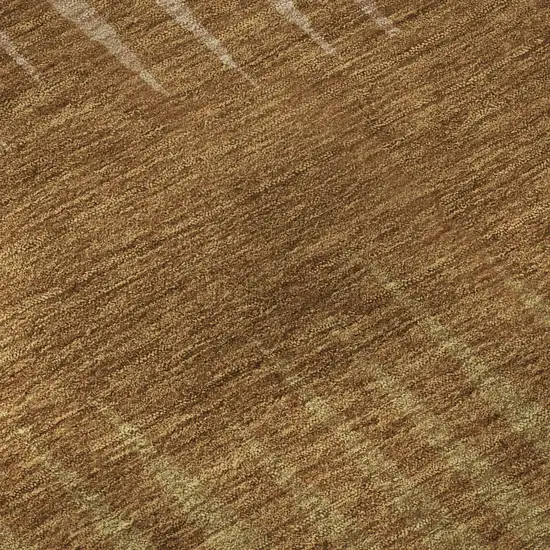 8' Rust Copper And Beige Striped Washable Round Rug With UV Protection Photo 9