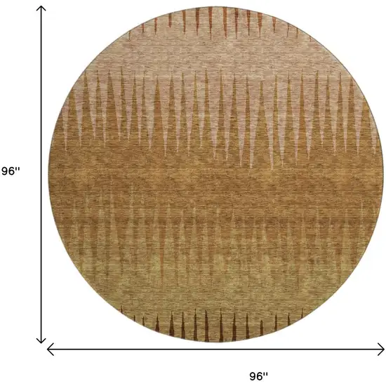 8' Rust Copper And Beige Striped Washable Round Rug With UV Protection Photo 8