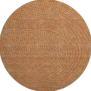 Photo of 8' Rust Copper And Gray Polka Dot Washable Round Rug With UV Protection