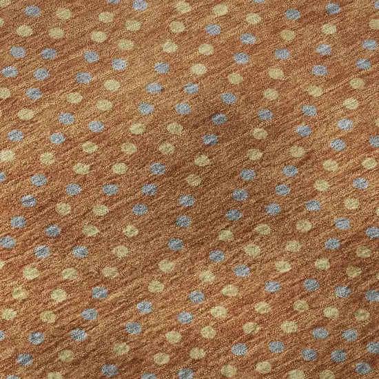 8' Rust Copper And Gray Polka Dot Washable Round Rug With UV Protection Photo 8