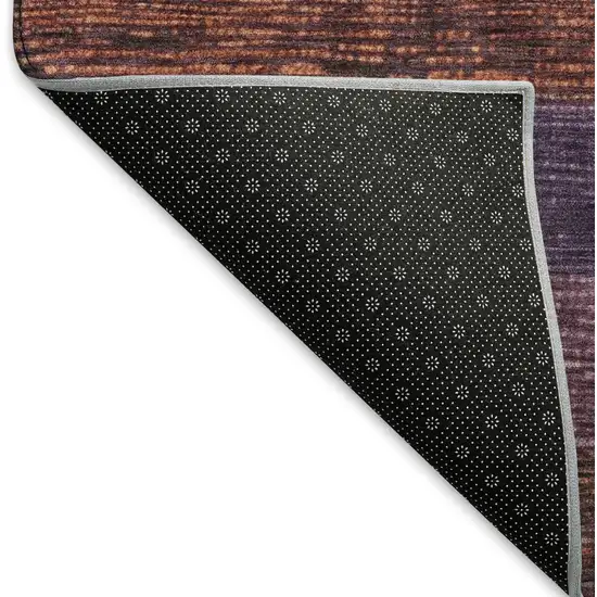 8' Rust Eggplant And Terra Cotta Striped Washable Area Rug With UV Protection Photo 4