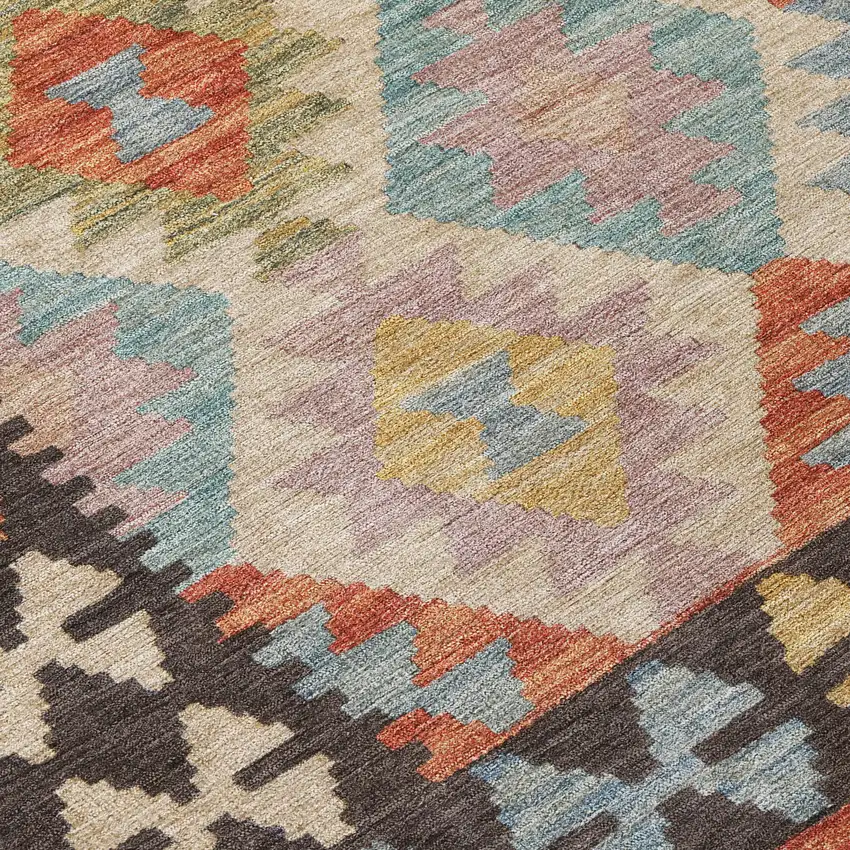 8' Rust Gold And Orange Round Tribal Washable Indoor Outdoor Area Rug Photo 8