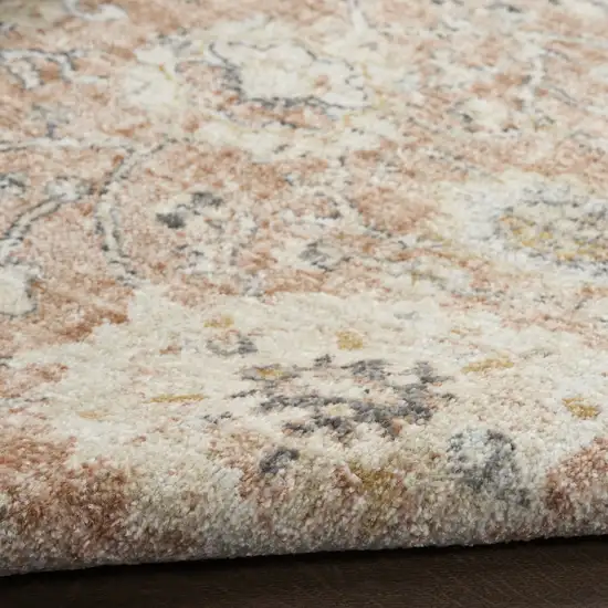 8' Rust Green And Black Floral Distressed Round Rug Photo 8