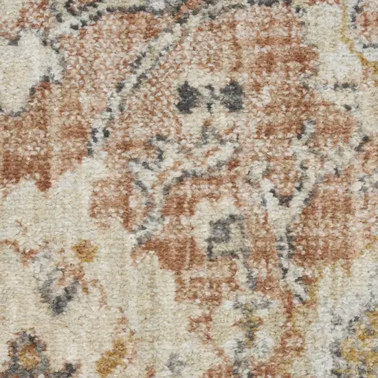 8' Rust Green And Black Floral Distressed Round Rug Photo 7