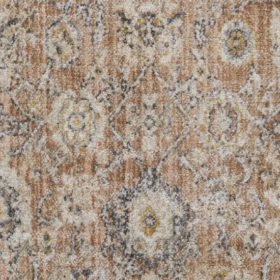 8' Rust Green And Black Floral Distressed Runner Rug Photo 6