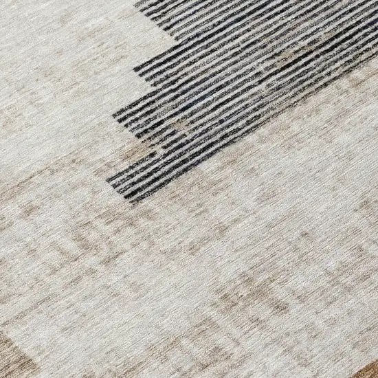 8' Rust Ivory And Charcoal Round Geometric Washable Indoor Outdoor Area Rug Photo 8