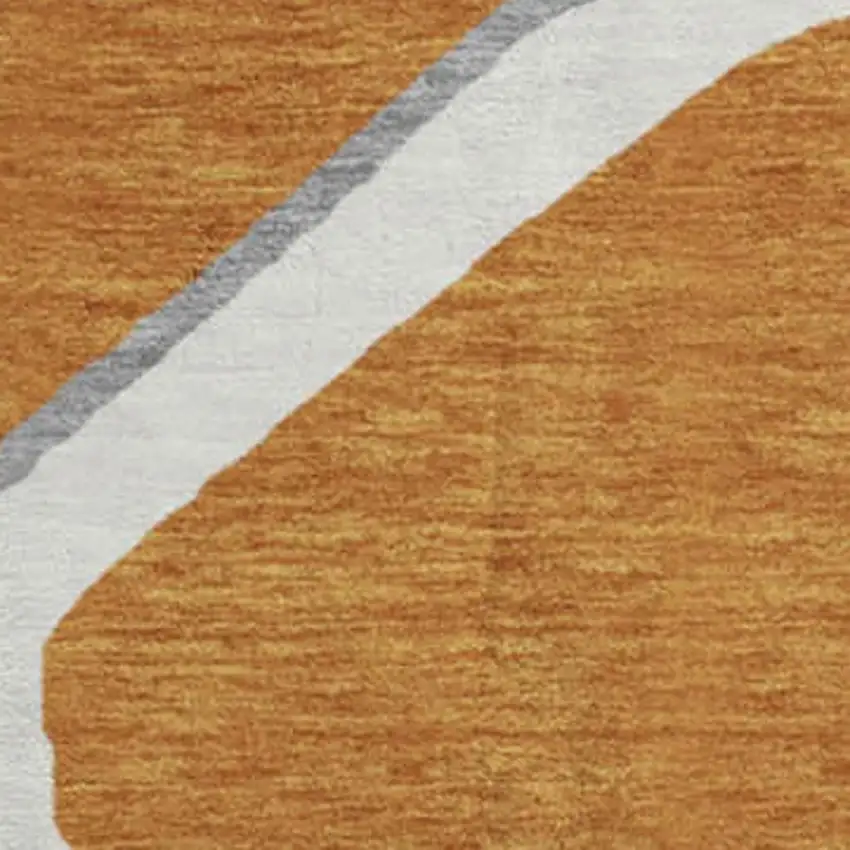 8' Rust Ivory And Gray Geometric Washable Round Rug With UV Protection Photo 2