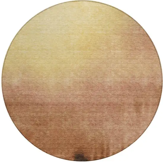 8' Rust Orange And Wheat Round Abstract Washable Indoor Outdoor Area Rug Photo 2