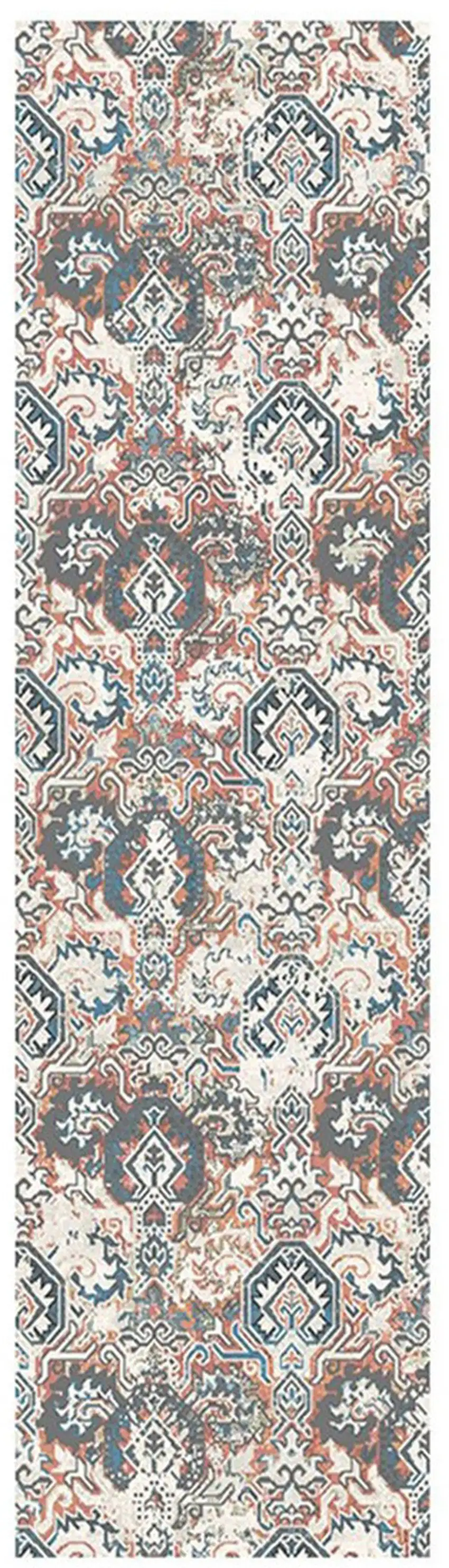 8' Rust Oriental Distressed Runner Rug With Fringe Photo 3