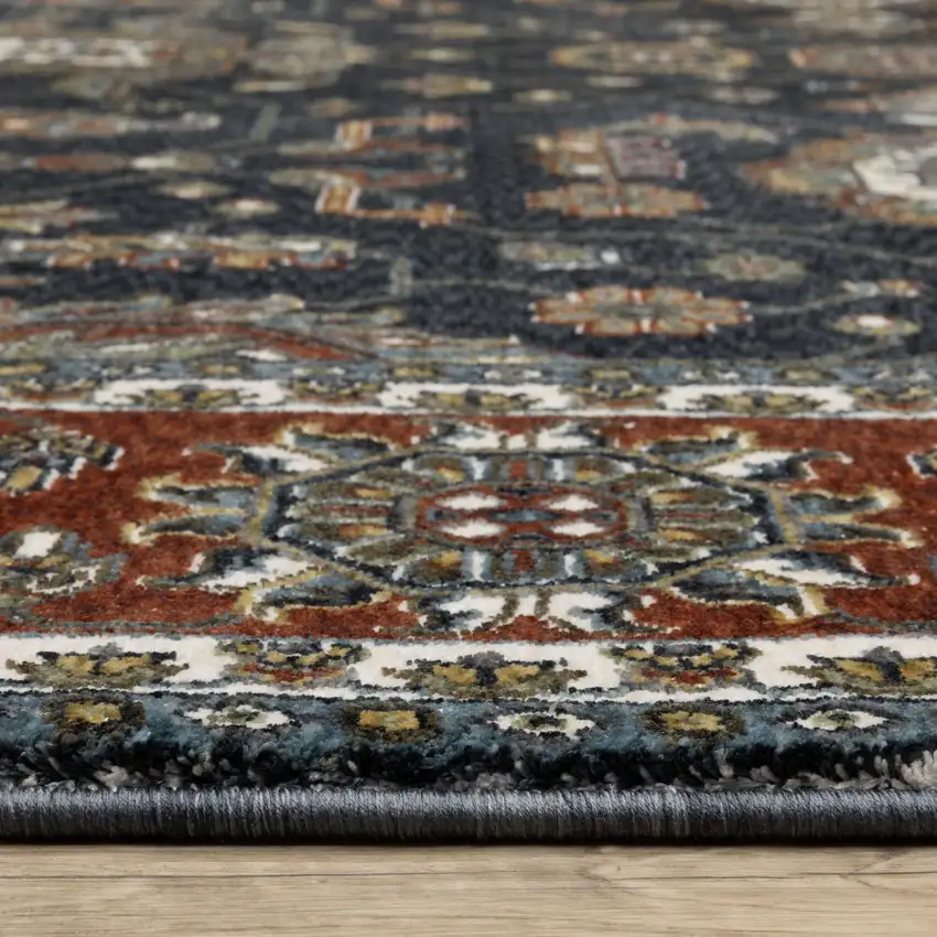 8' Rust Oriental Runner Rug With Fringe Photo 5