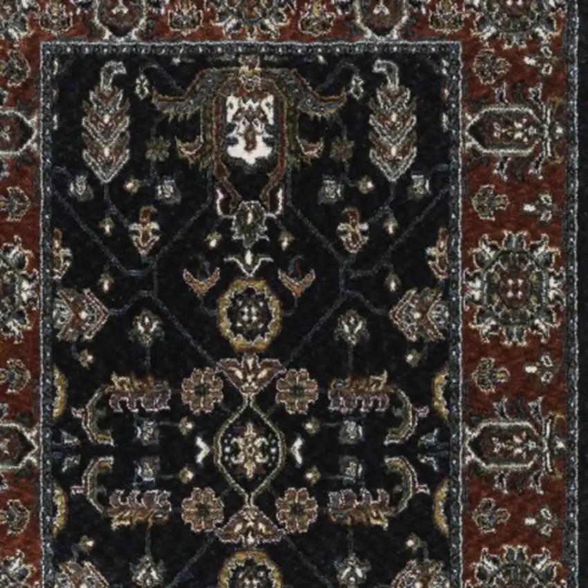 8' Rust Oriental Runner Rug With Fringe Photo 7
