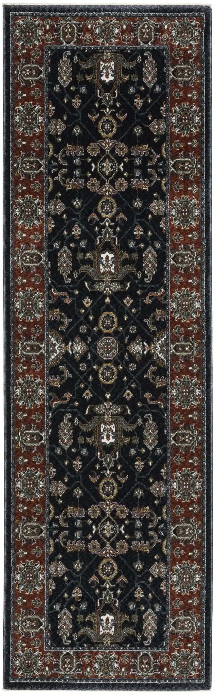 8' Rust Oriental Runner Rug With Fringe Photo 4