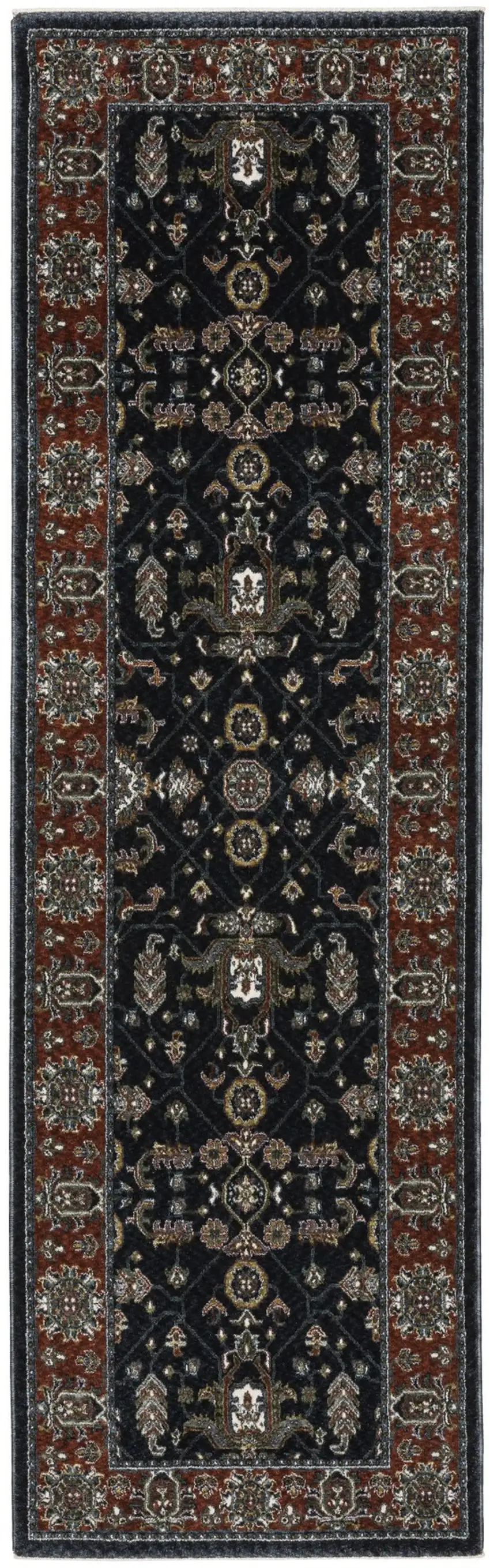 8' Rust Oriental Runner Rug With Fringe Photo 2