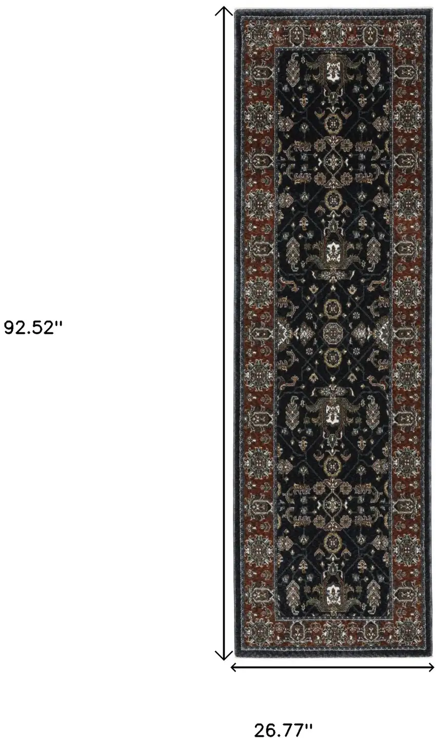 8' Rust Oriental Runner Rug With Fringe Photo 3