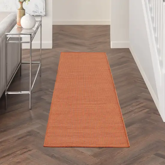 8' Rust Indoor Outdoor Runner Rug Photo 6