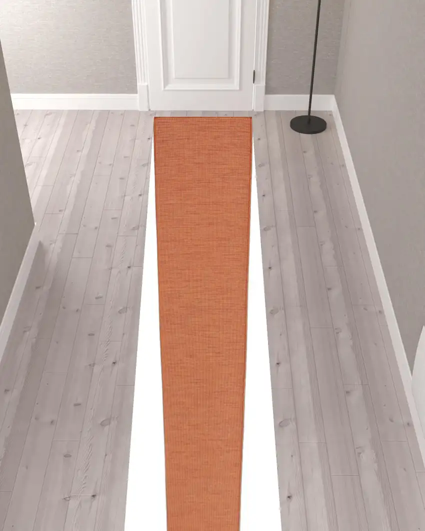 12' Rust Power Loom Runner Rug Photo 2