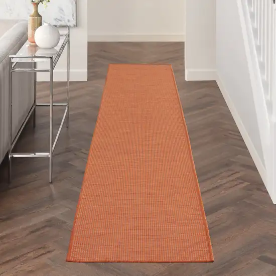 10' Rust Power Loom Runner Rug Photo 4