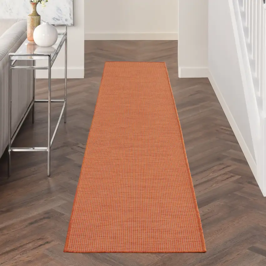 10' Rust Power Loom Runner Rug Photo 4