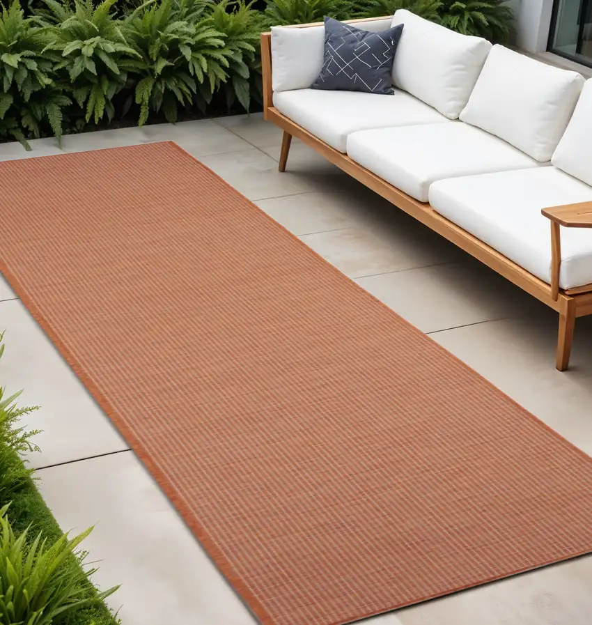 10' Rust Power Loom Runner Rug Photo 1