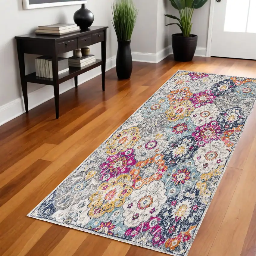8' Rust Round Geometric Washable Non Skid Area Rug Photo 1